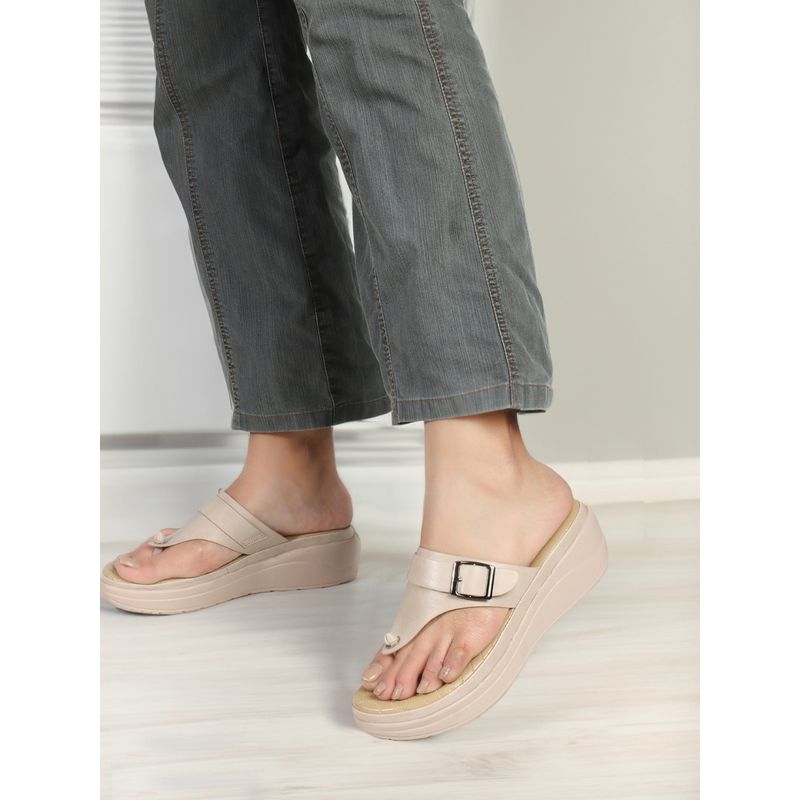 Iconics Women Fashionable Beige Comfortable Sandals (EURO 37)