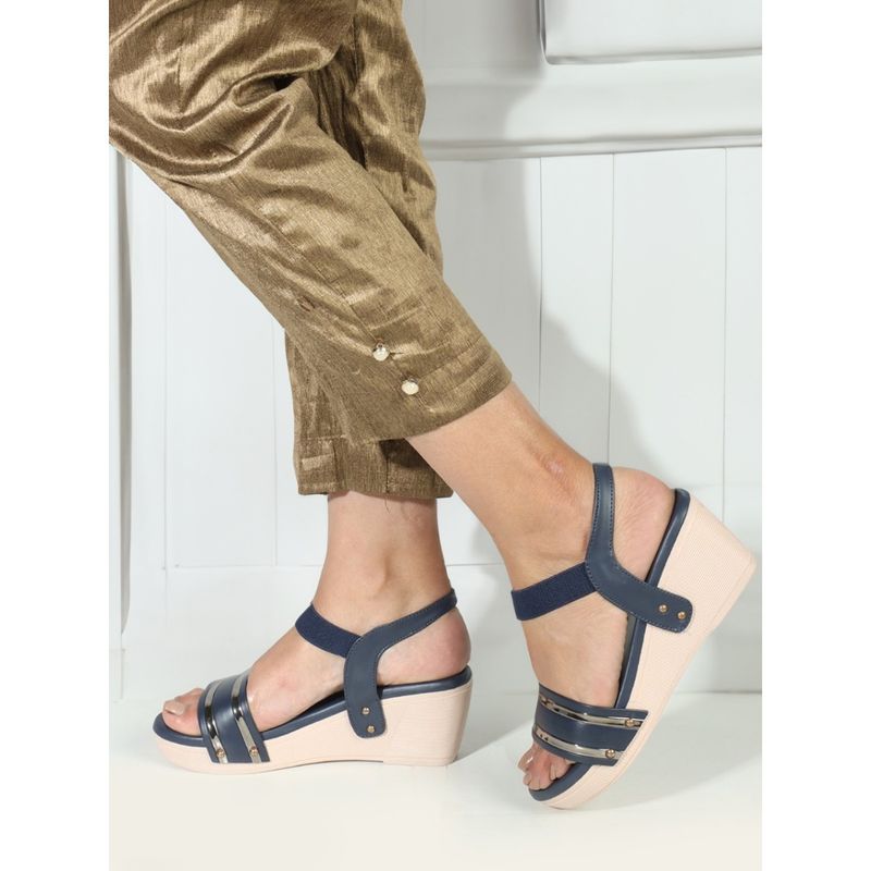 Iconics Women Fashionable Navy Blue Comfortable Backstrap Sandals (EURO 36)