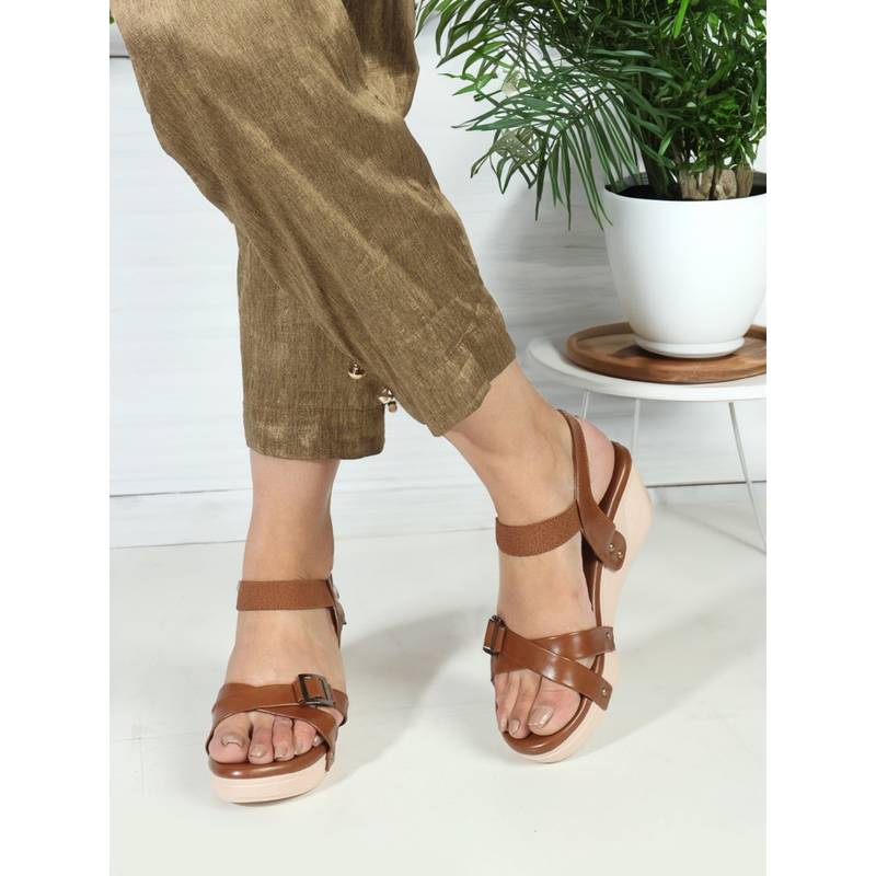 Iconics Women Fashionable Brown Comfortable Backstrap Sandals (EURO 40)