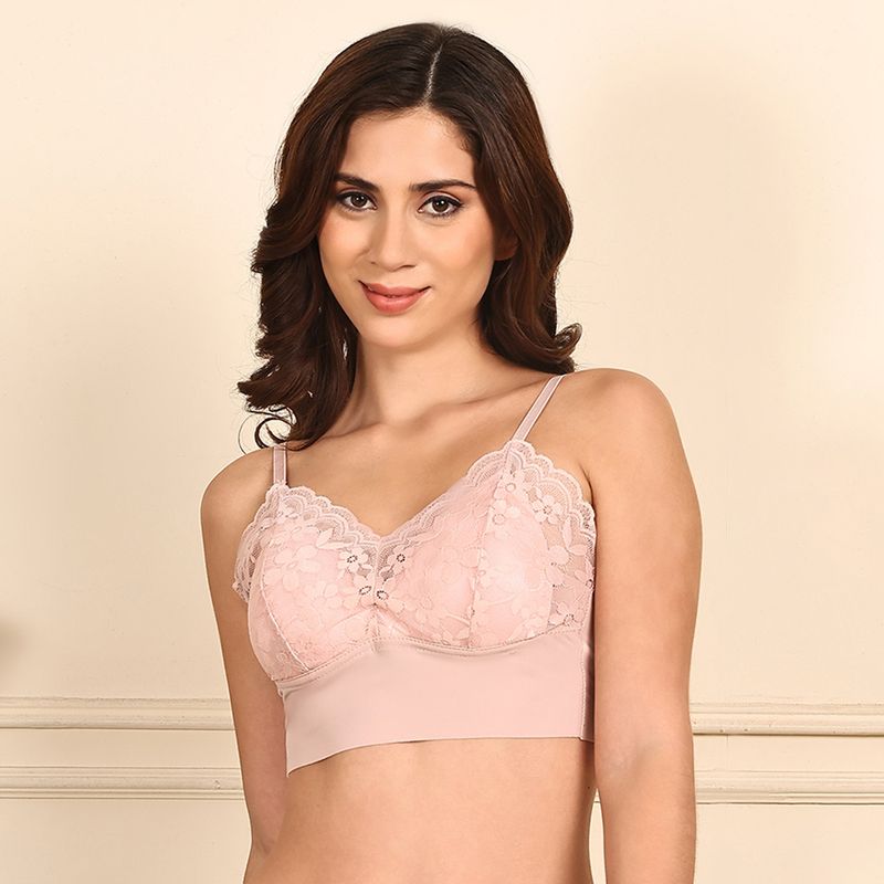 PrettyCat Lightly Padded Floral Lace Bralette (30B)
