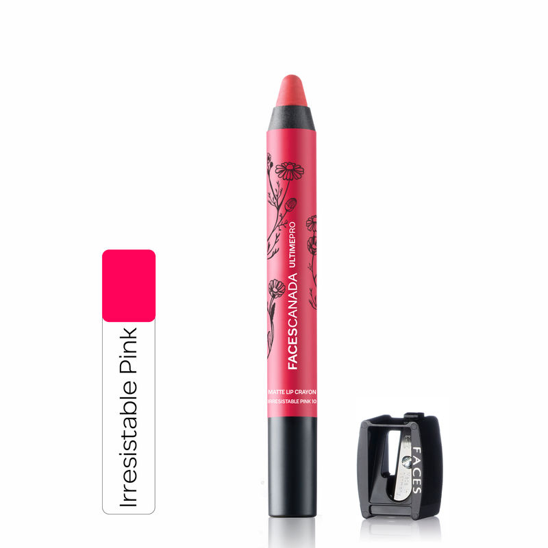 Faces Canada Ultime Pro Matte Lip Crayon With Free Sharpener - Irresistible Pink 10