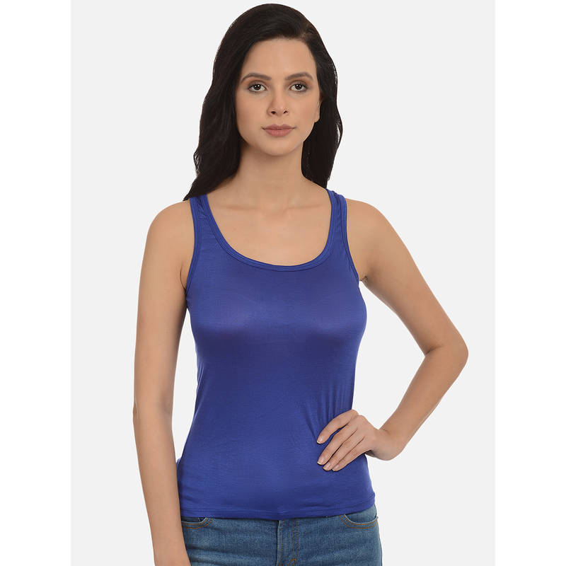 Mod & Shy Blue U Neck Solid Camisole (XS)