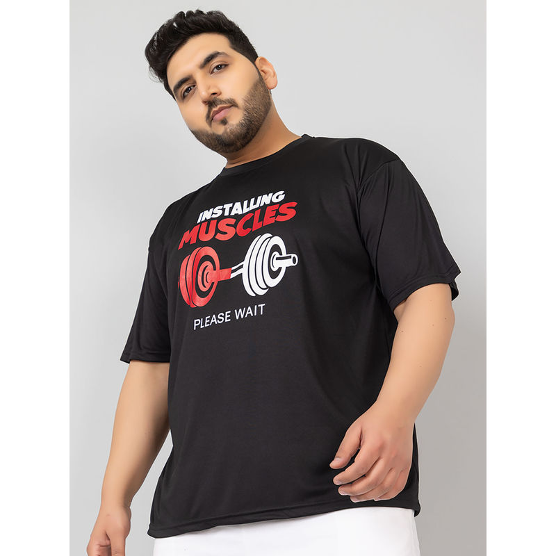 CHKOKKO Men Plus Size Printed Gym T-Shirt (M)
