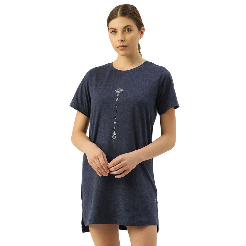 Enamor Essentials E061 Women's Relaxed Fit Tunic Tee - Blue (M) - E061