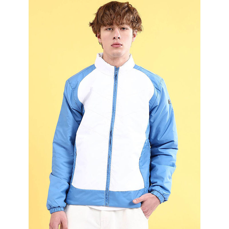 The Indian Garage Co White Colorblock Regular Fit Jacket (M)