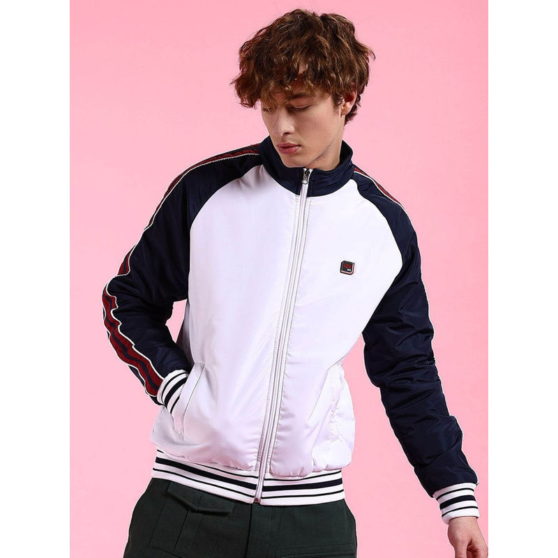 The Indian Garage Co White Colorblock Regular Fit Jacket (L)
