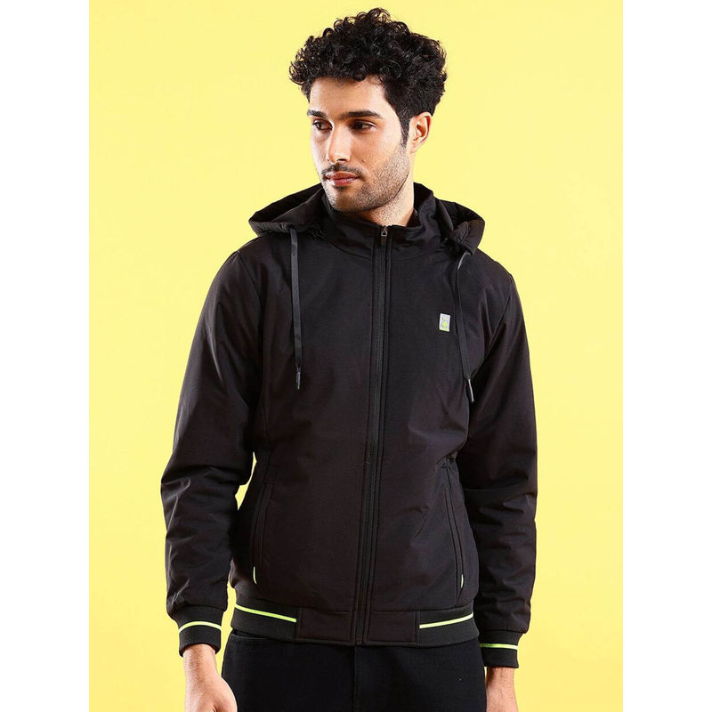 The Indian Garage Co Black Printed Regular Fit Jacket (M)