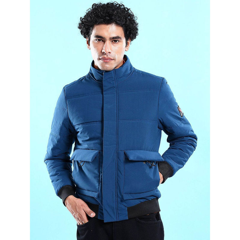 The Indian Garage Co Blue Solid Regular Fit Jacket (M)