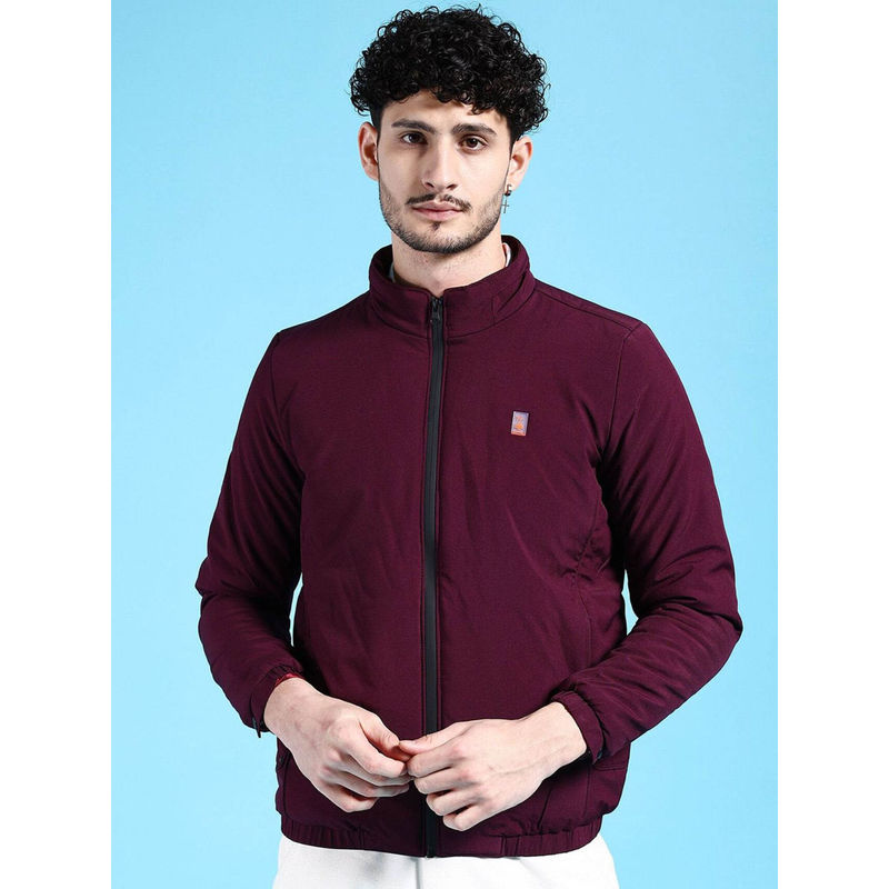 The Indian Garage Co Wine Solid Regular Fit Jacket (M)