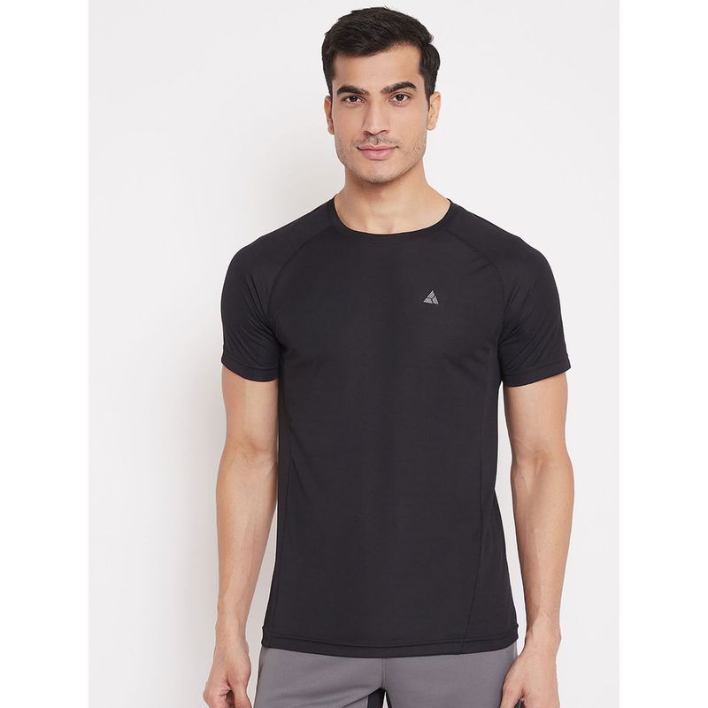 Athlisis Men Black Solid DRY PLUS Light Weight Running T-shirt (M)