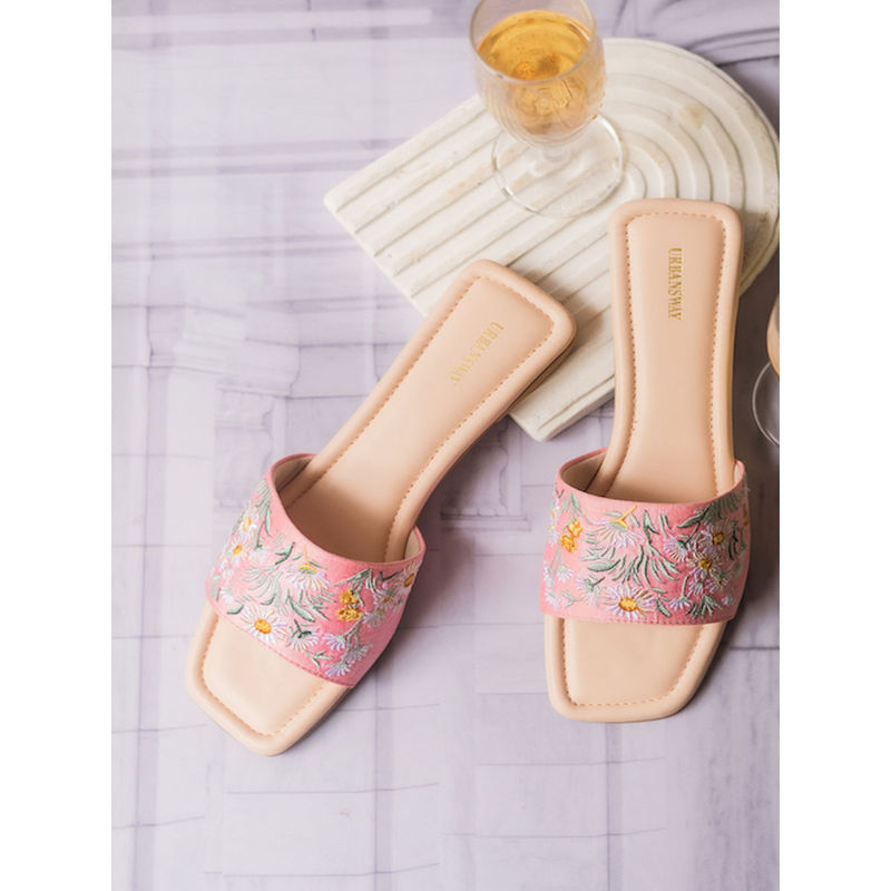 UrbanSway Pink Open Toe Flora Flats (EURO 36)