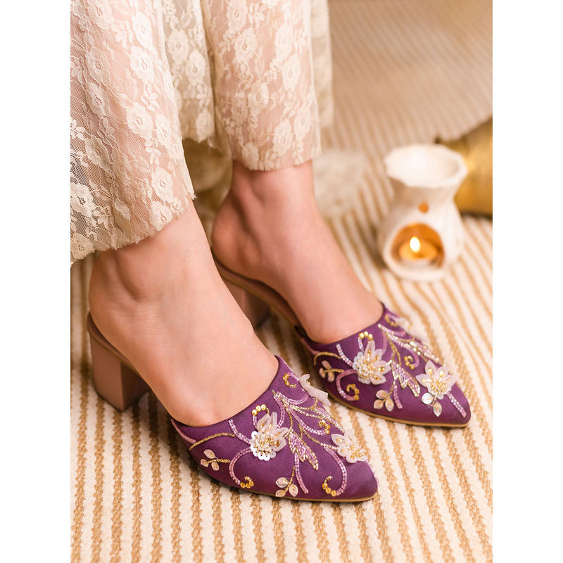 UrbanSway Purple Pointed Toe Viola Mules (EURO 38)