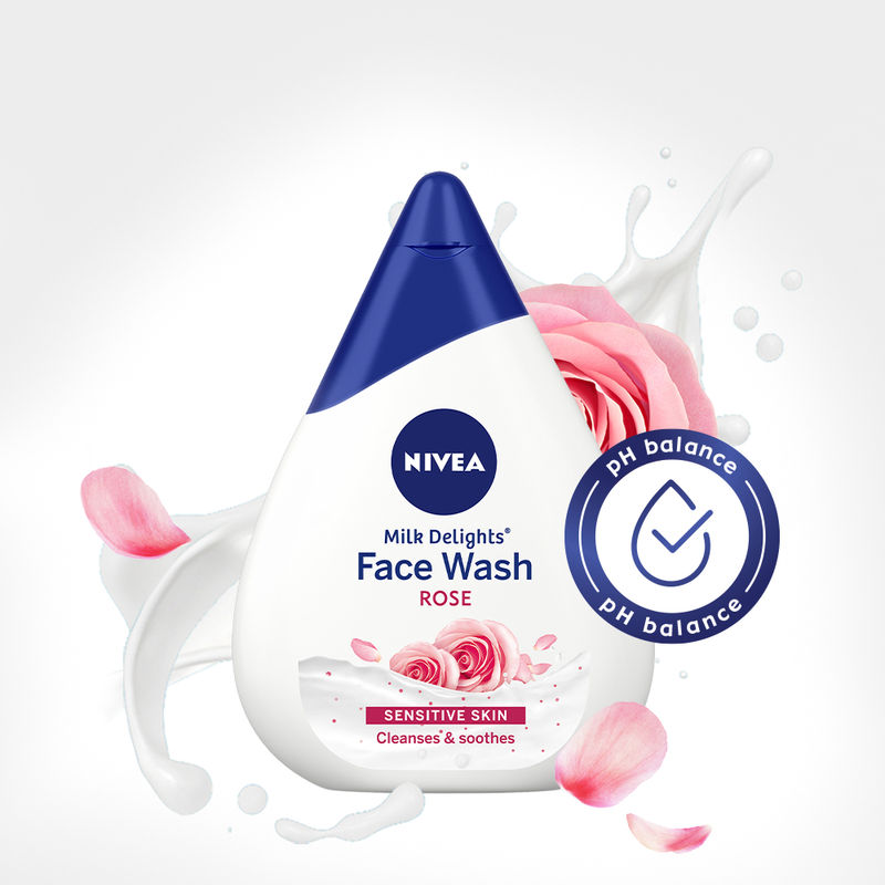 NIVEA Women Face Wash for Sensitive Skin- Milk Delights Rose Clensing And Soothes