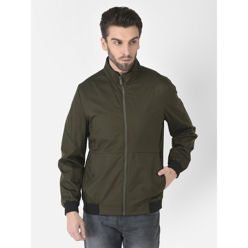 CRIMSOUNE CLUB Men Olive Bomber Jacket (S)