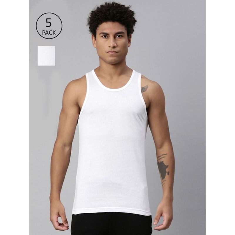Levi's 012 Classic Vest with Branding Comfort & Smartskin Technology - White (Pack of 5) (L)