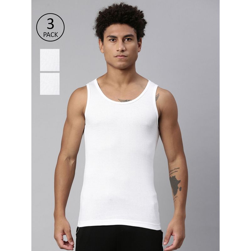 Levi's 013 Rib Vest with Side Branding Comfort & Smartskin Technology - White (Pack of 3) (L)