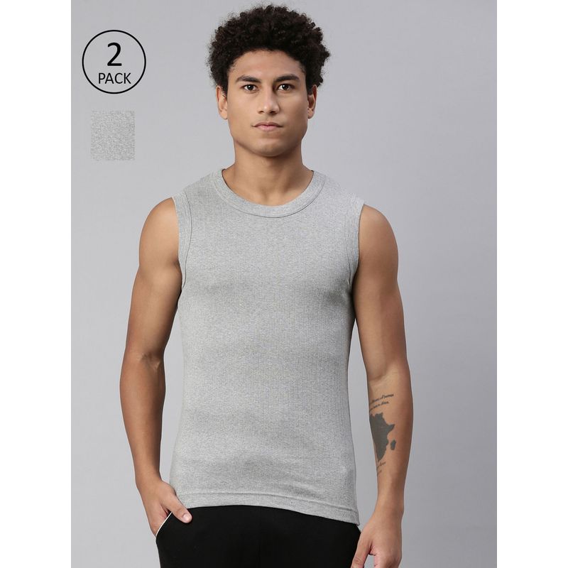 Levi's 014 Gym Vest with Side Branding Comfort & Smartskin Technology - Grey (Pack of 2) (S)
