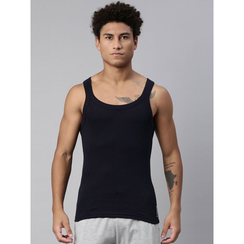 Levi's 015 Sports Vest for Men with Side Branding Comfort & Smartskin Technology - Navy (XL)