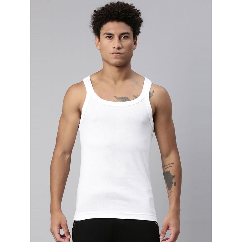 Levi's 015 Sports Vest for Men with Branding Comfort & Smartskin Technology - White (L)