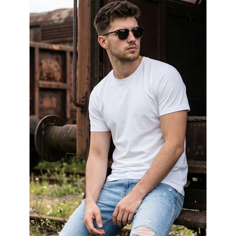 Bewakoof Men's White T-shirt (M)