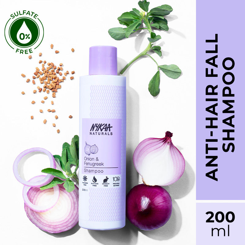 Nykaa Naturals Onion & Fenugreek Hair Growth Shampoo with Hydrolysed Silk Protein - Sulphate Free