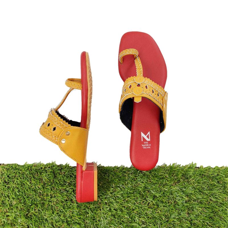 The Madras Trunk Solid Red Kolhapuris (EURO 36)
