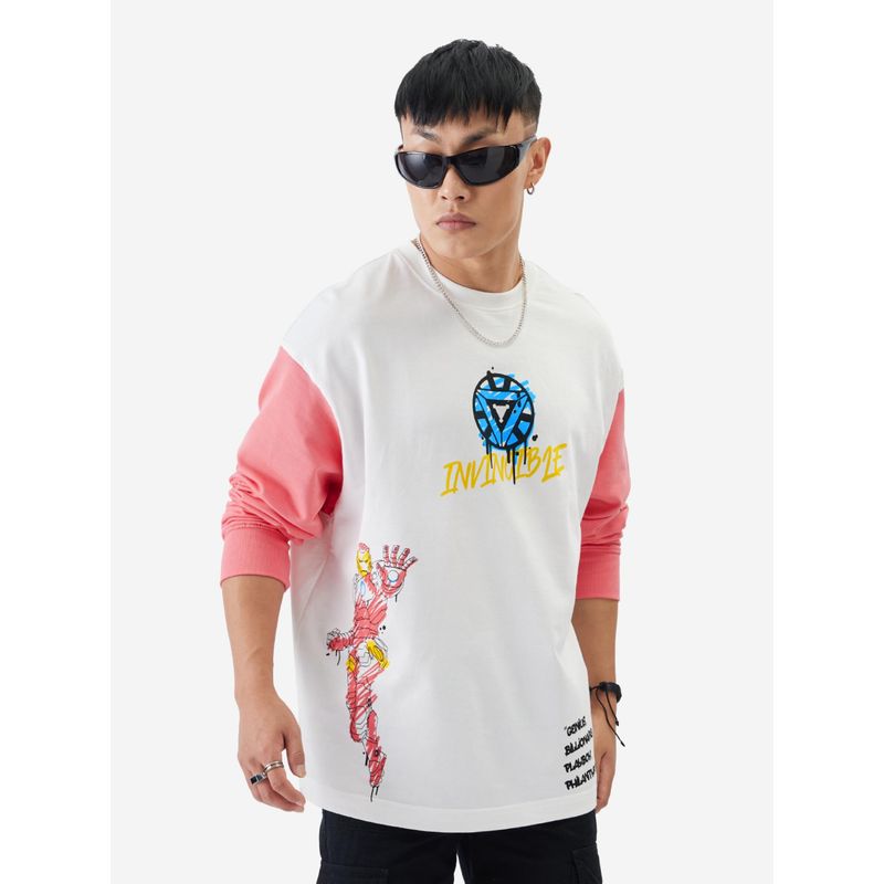 The Souled Store Official Iron-Man: Graffiti Men Oversized Full Sleeve T-Shirt (XL)