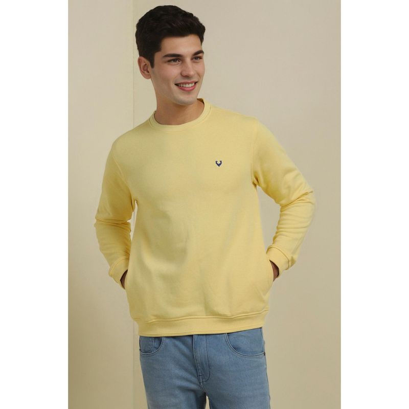 Allen Solly Men Yellow Crew Neck Full Sleeves Casual Sweatshirt (2XL)