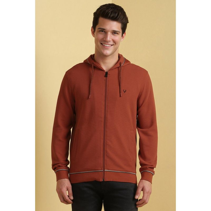 Allen Solly Men Maroon Hooded Neck Full Sleeves Casual Sweatshirt (L)