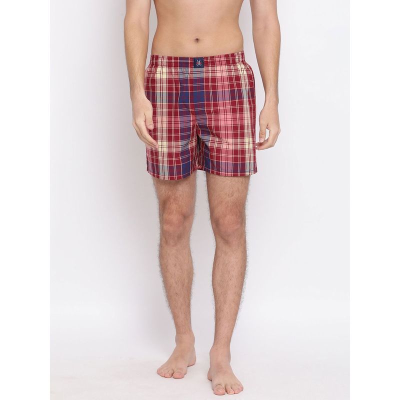 CRIMSOUNE CLUB Men's Red Checked Boxer Red (XL) Red