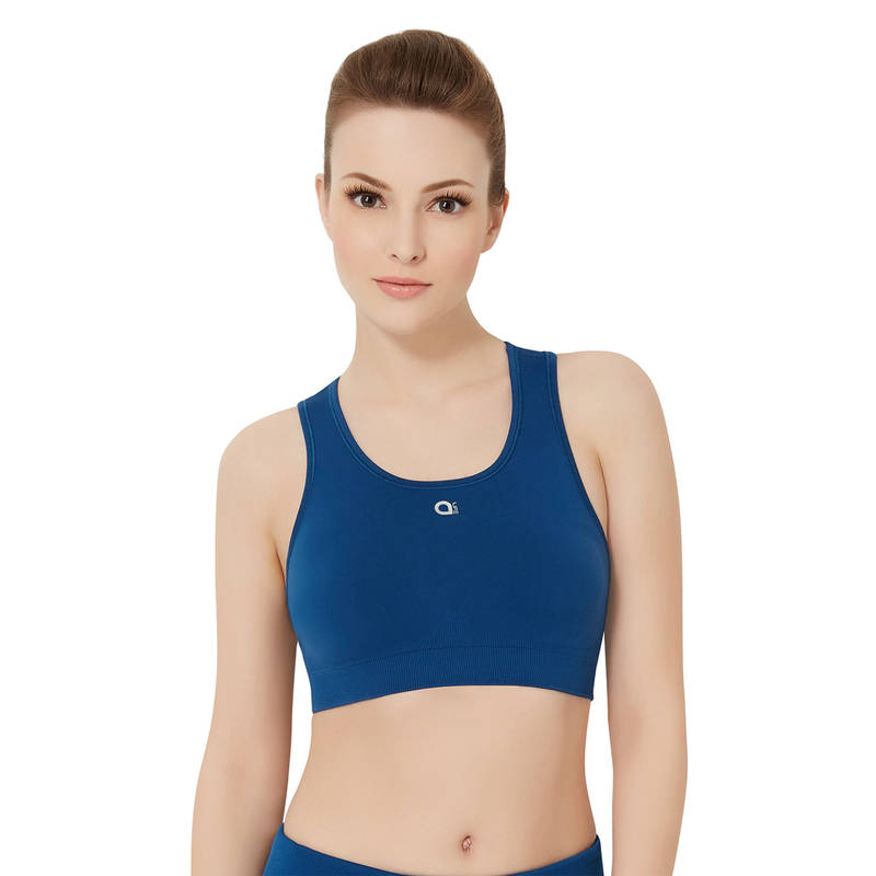 Amante Blue Non-Padded Non-Wired Reversible Sports Bra (S)