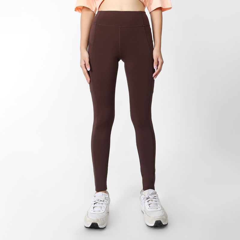 Aastey Evergreen Full Length Leggings for Women Brown (L)