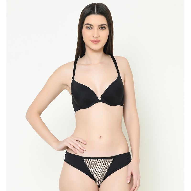 Da Intimo Lace Designer Back Bra Set - Black (38B)