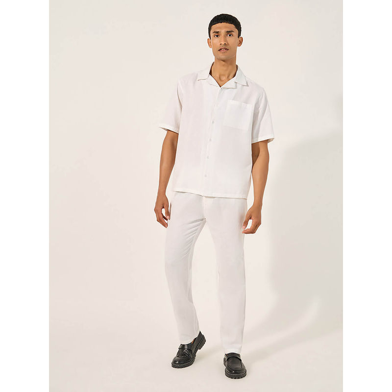 Styli White Solid Relaxed Fit Shirt and Trouser (Set of 2) (M)