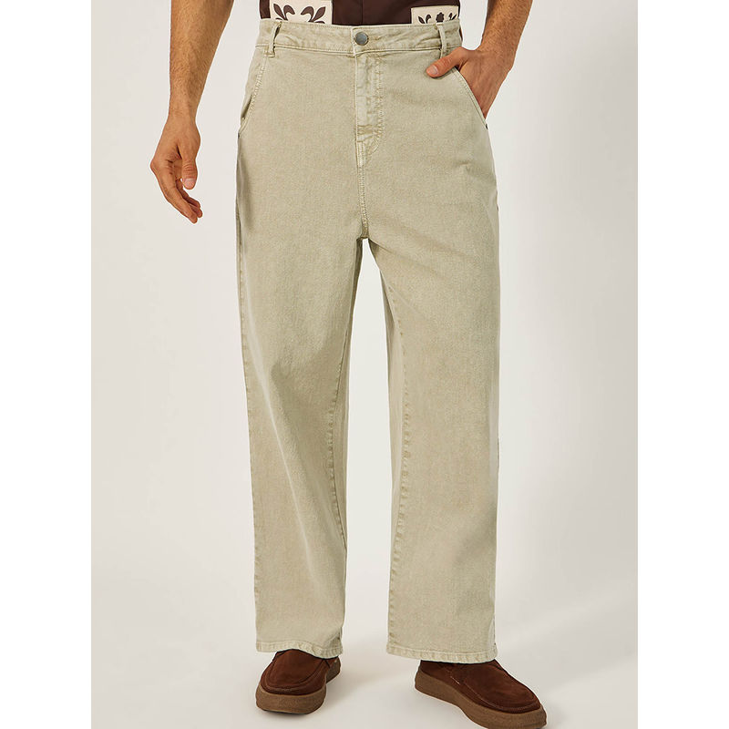 Styli Cream Solid Wide Fit Jeans (32)