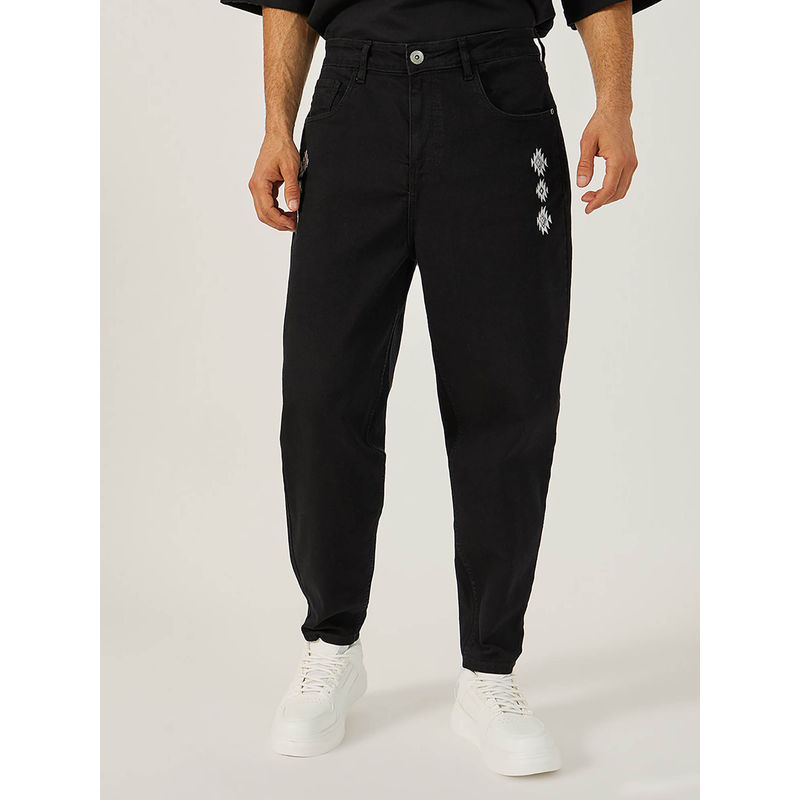 Styli Black Solid Relaxed Fit Joggers (30)