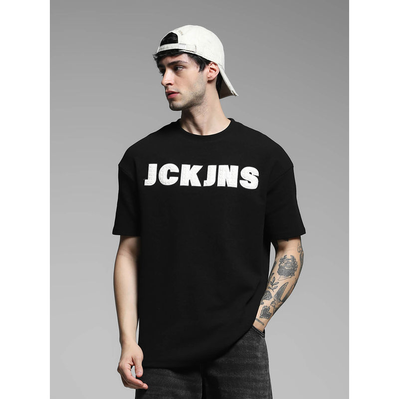Jack & Jones Black Printed Oversized Fit T-Shirt (M)
