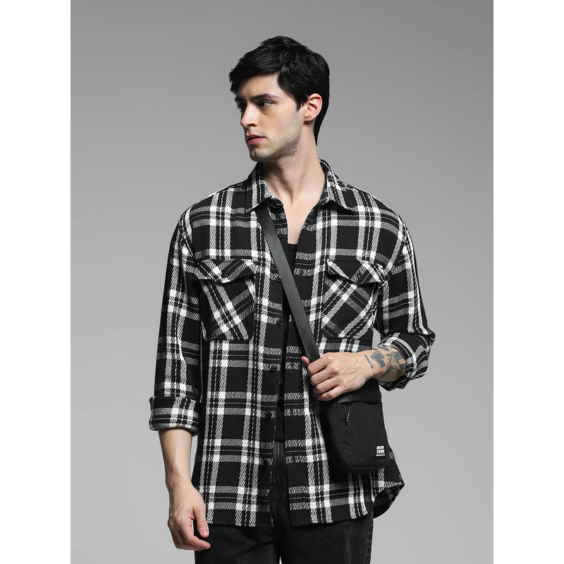 Jack & Jones Black Checks Regular Fit Shirt (L)