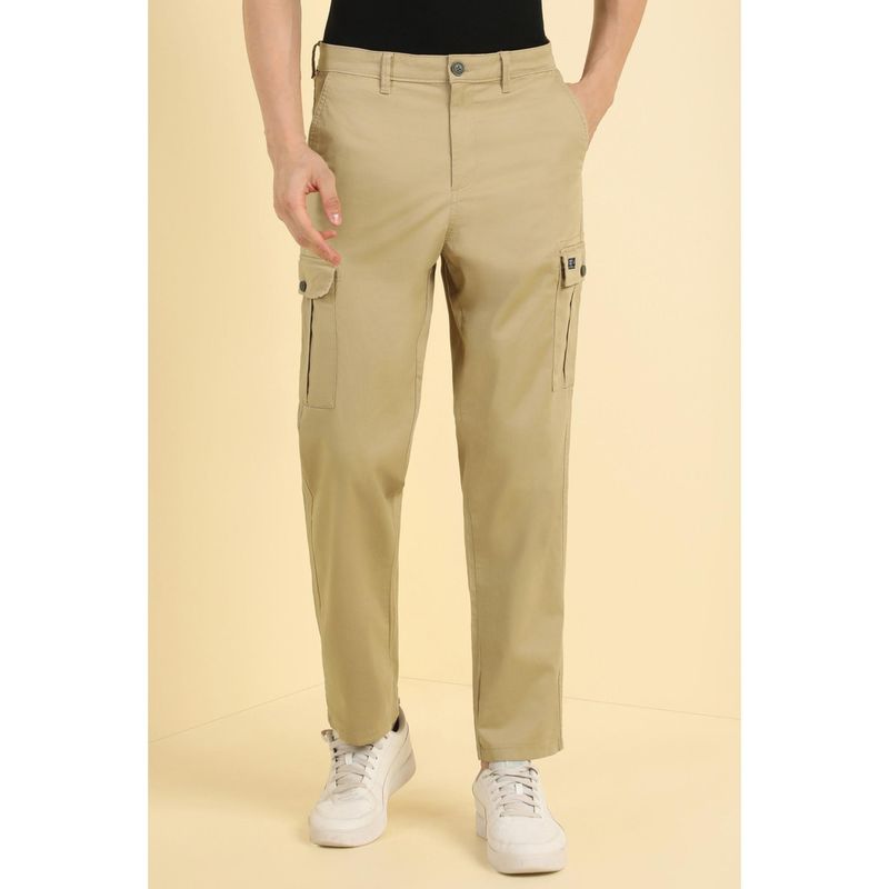 Allen Solly Men Khaki Contemporary Fit Solid Cargo Trousers (28)
