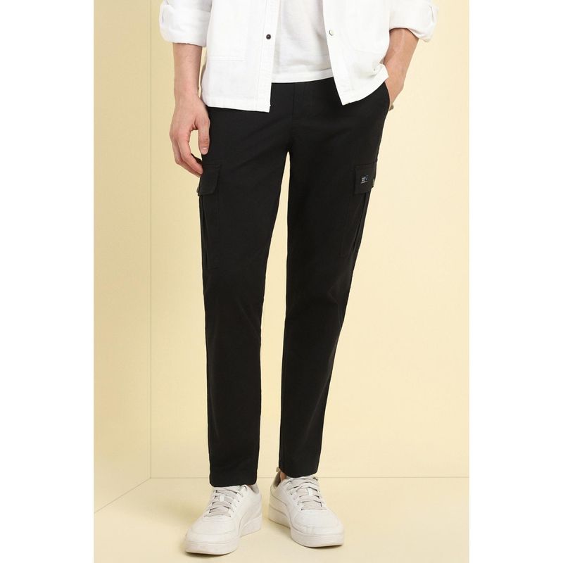 Allen Solly Men Black Slim Fit Solid Cargo Trousers (30)