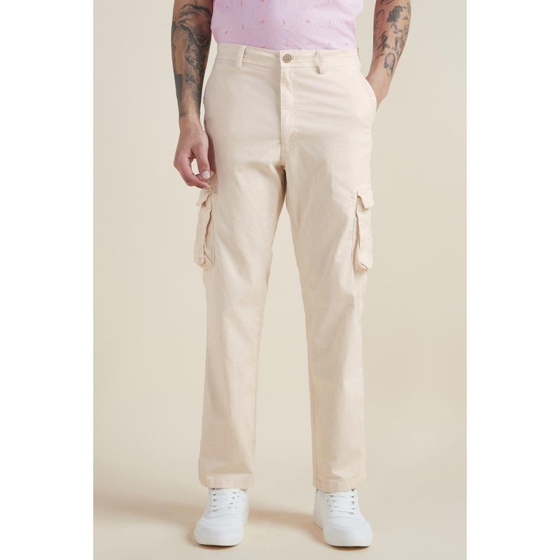 Allen Solly Men Beige Solid Cargo Trousers (30)