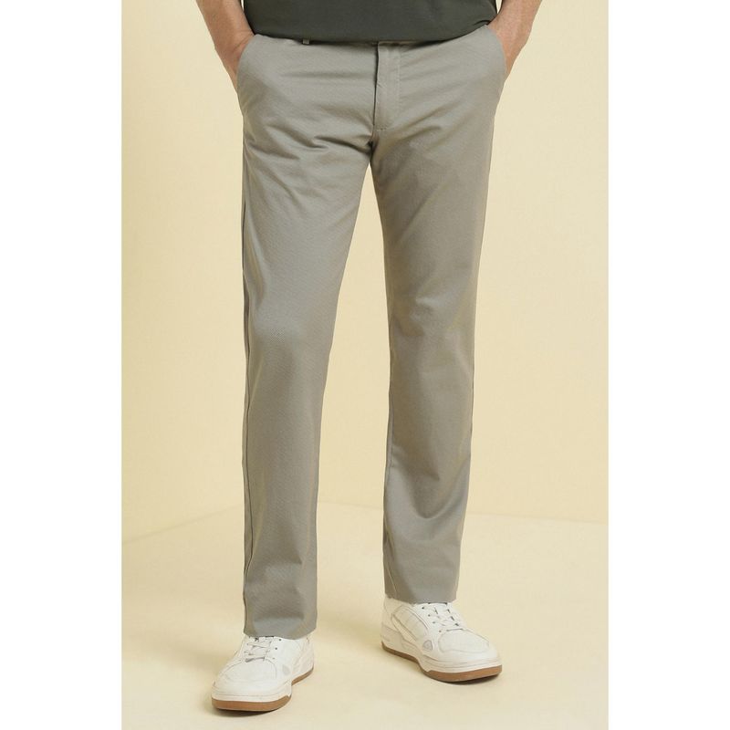 Allen Solly Men Grey Textured Casual Trousers (32)