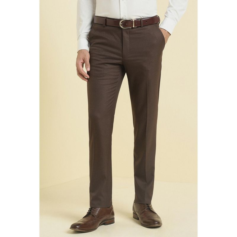 Allen Solly Men Brown Textured Formal Trousers (30)