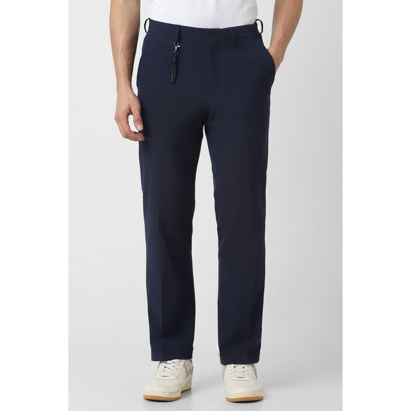 Van Heusen Men Navy Textured Chinos (30)
