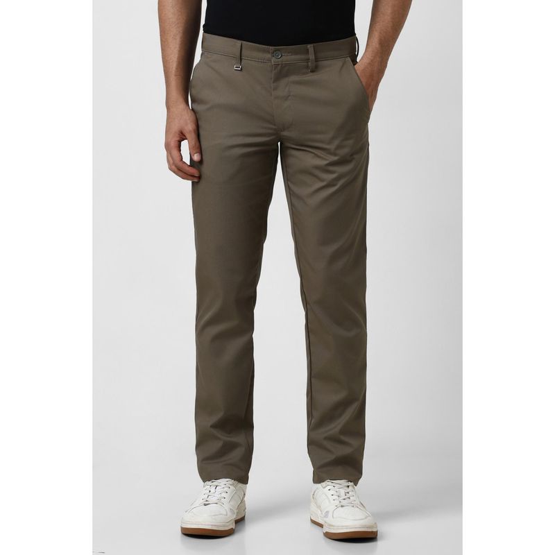 Van Heusen Men Brown Solid Chinos (30)