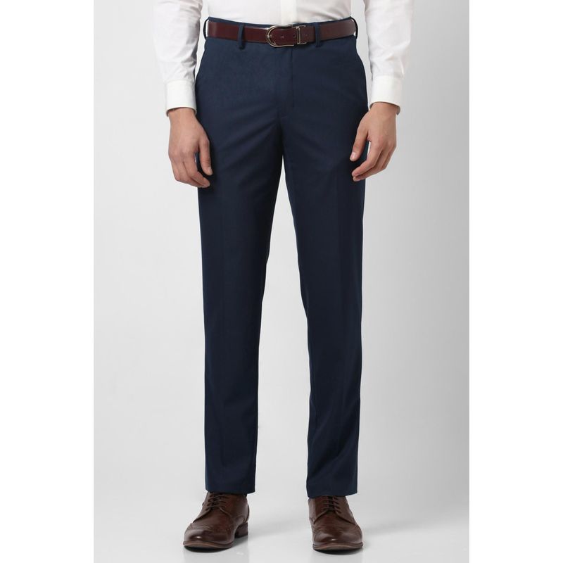 Van Heusen Men Navy Textured Trousers (30)