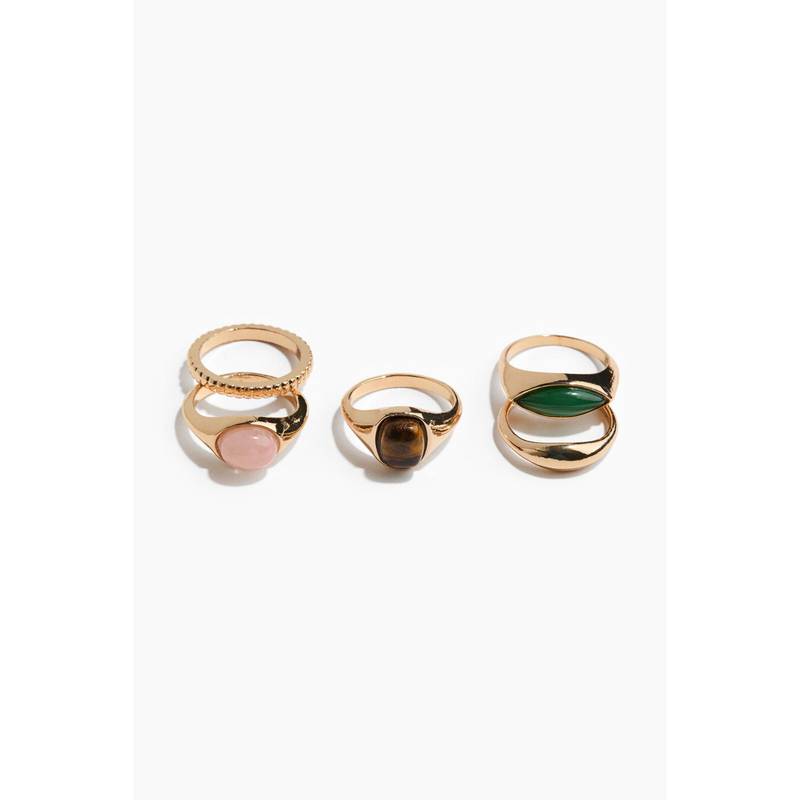 H&M Women Gold 5-Pack Rings (M/L)