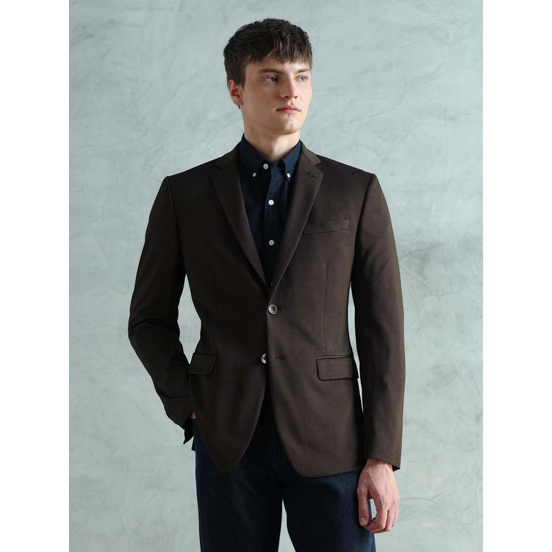 Arrow Men's Brown Slim Fit Textured Blazer (38)