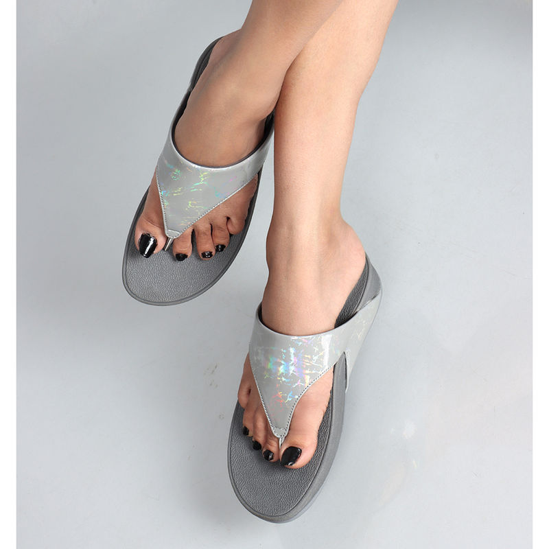 Carlton London Grey Ethnic Printed Comfort Sandals (EURO 38)