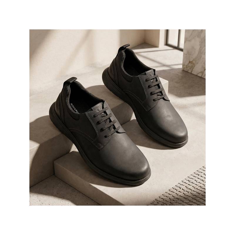 Rockport Men Noblewalk Elegance Leather Casual Black Derbies (UK 6)